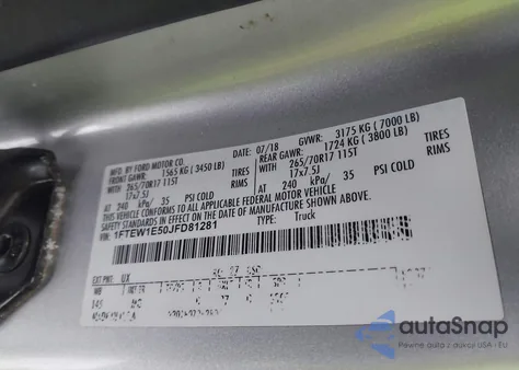 2018 Ford F-150 Xlt из США, поврежденный, VIN 1FTEW1E50JFD81281